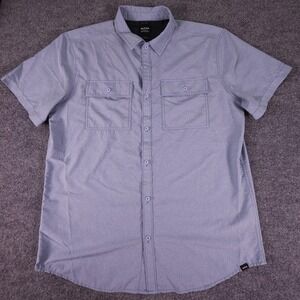 prAna Shirt Mens Large Blue Short Sleeve Vented Mesh Lined Travel Hiking 1972351